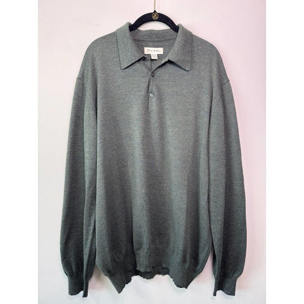 John W Nordstrom 100% Extra Fine Merino Wool Italy Sweater Tall XXL Green